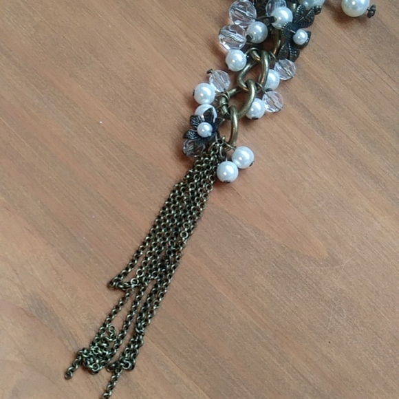 Vintage bronze faux pearl necklace - Picture 5 of 6